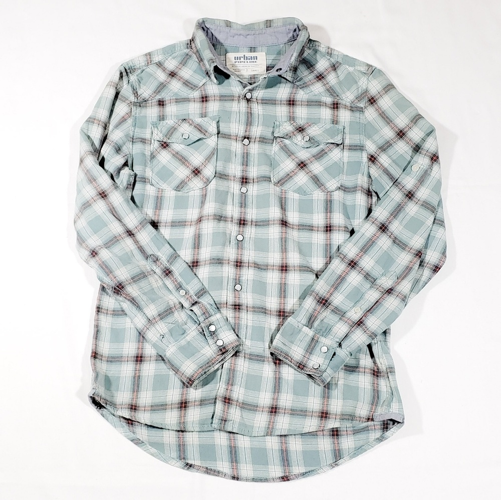 Urban PIPELINE Plaid Snap Buttons Long Sleeve.